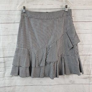 Listicle Womens Skirt Sz Large Black White Gingham‎ Ruffle